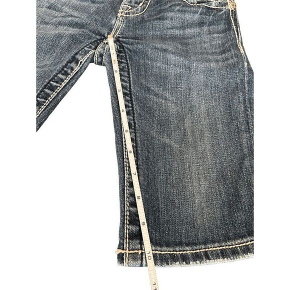 MISS ME Rhinestones cross embroidered jeans Bermuda shorts - Picture 5 of 11